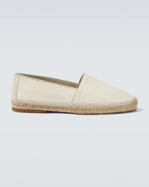 Brunello Cucinelli Suede-Trimmed Woven Espadrilles - White