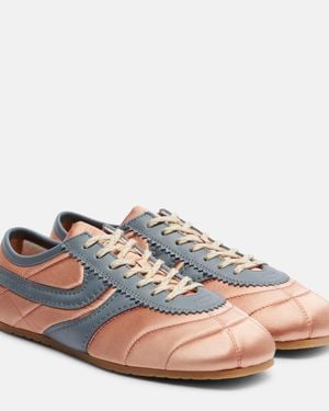 Dries Van Noten Leather-Trimmed Satin Trainers - Blue
