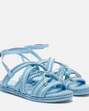 Mach & Mach Embellished Woven Sandals - Blue