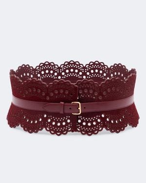 Alaïa Korsettguertel Aus Leder - Rot