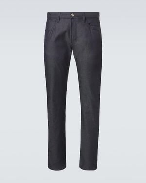 Giorgio Armani Cotton And Silk-Blend Straight Jeans - Blue