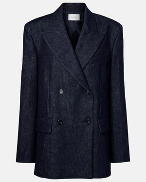 Sportmax Ancella Double-Breasted Denim Blazer - Blue