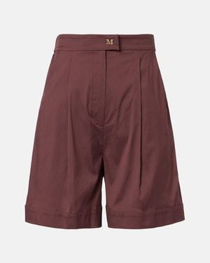 Max Mara Medeola Pleated Cotton-Blend Shorts - Purple