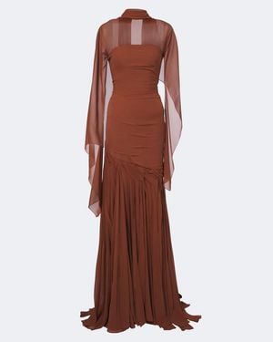 Marmar Halim Vestido Bustier De Georgette - Marrón