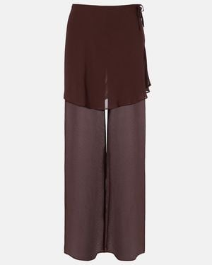 Christopher Esber Sheer Silk Wide-Leg Trousers - Purple