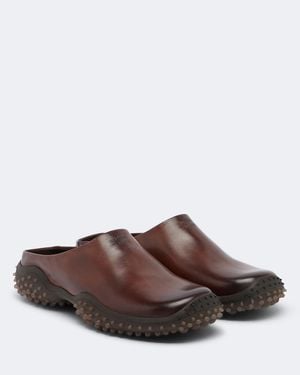 Miu Miu Leather Mules - Brown