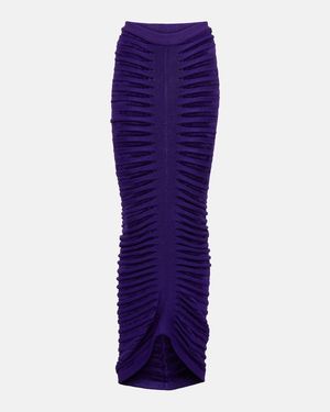 Alaïa Ruched Maxi Skirt - Purple