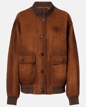 Miu Miu Bomberjacke Aus Veloursleder - Braun