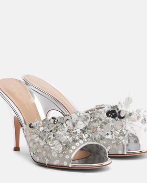 Gianvito Rossi Pantoletten Abyssa Aus Mesh Mit Pailletten - Weiß