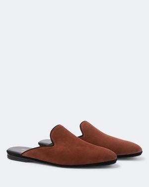Rubinacci Slippers Aus Veloursleder - Braun