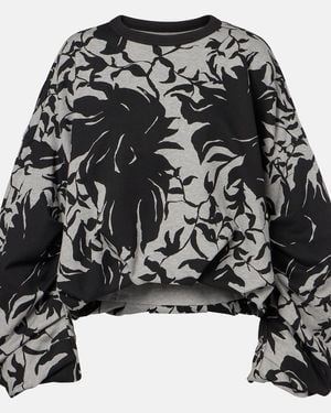 Dries Van Noten Draped Floral Cotton Jersey Sweatshirt - Black