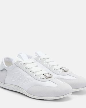 Roger Vivier Viv Low Suede-Trimmed Sneakers - White