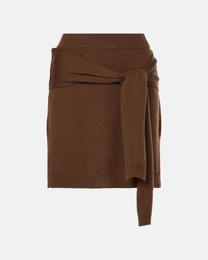 Lemaire Trompe L'Oil Wool-Blend Miniskirt - Brown