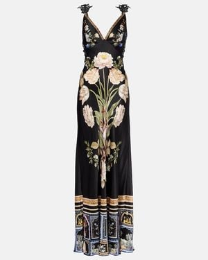 CAMILLA Ottoman Elegance Floral Silk Maxi Dress - White