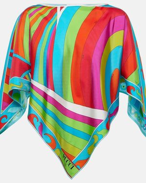 PUCCI Iride Silk Satin Top - Green