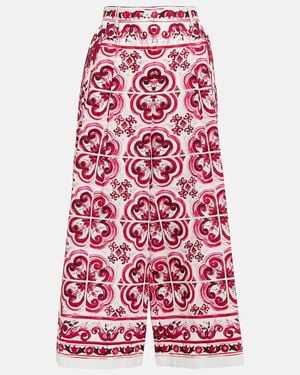 Dolce & Gabbana Majolica-Print Poplin Culottes - Red