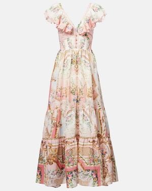 CAMILLA Tiered Linen Maxi Dress - Natural