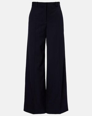 The Row Dender Wool Gabardine Wide-Leg Pants - Blue