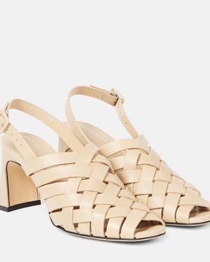 Souliers Martinez Leona 80 Leather Slingback Court Shoes - Metallic