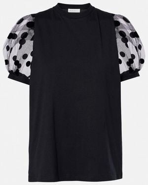 Nina Ricci Polka Dot Tulle And Jersey T-Shirt - Black