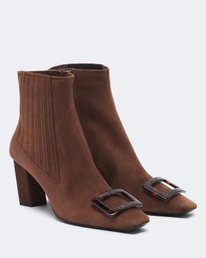 Roger Vivier Belle Vivier Suede Ankle Boots - Brown