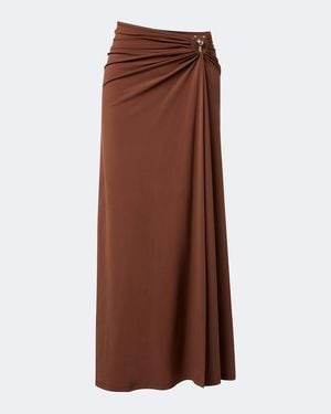 Christopher Esber Pierced Orbit Gathered Jersey Maxi Skirt - Brown