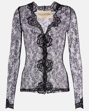 Valentino Cardigan Aus Spitze - Blau