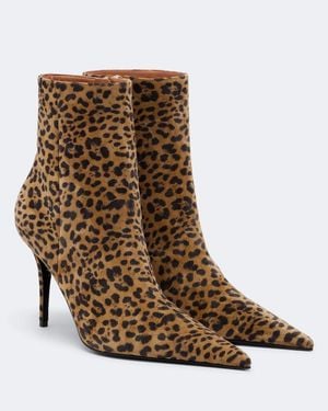 AMINA MUADDI Barbara Leopard-Print Suede Ankle Boots - Brown