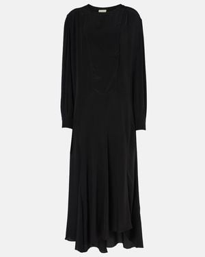 Isabel Marant Hanane Ruffled Silk Maxi Dress - Black