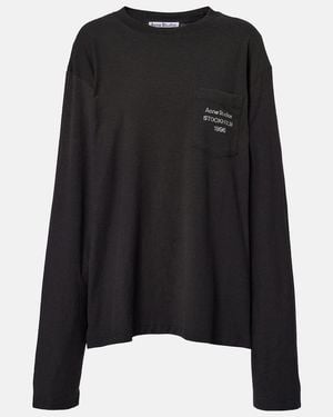 Acne Studios Logo Cotton And Hemp Jersey Top - Black