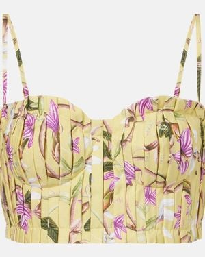 Agua Bendita Morgina Floral Cotton Bustier - Metallic
