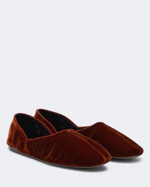 KHAITE Jane Velvet Ballet Flats - Brown