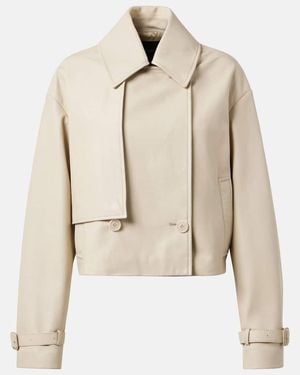 JOSEPH Cropped Leather Jacket - Natural