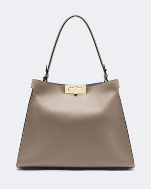 Fendi Way Medium Leather Shoulder Bag - Grey