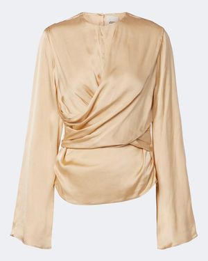 Isabel Marant Neame Draped Satin Top - Natural