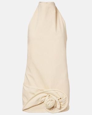 Magda Butrym Floral-Applique Denim Minidress - Natural