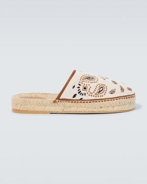 Alanui Bandana Canvas Jacquard Espadrille Slides - White