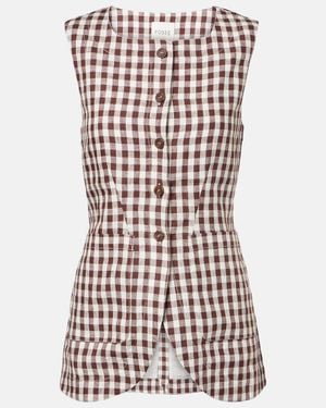 Posse Romeo Gingham Linen Vest - Brown