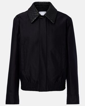 Bottega Veneta Chaqueta Intrecciato De Lona Con Piel - Negro