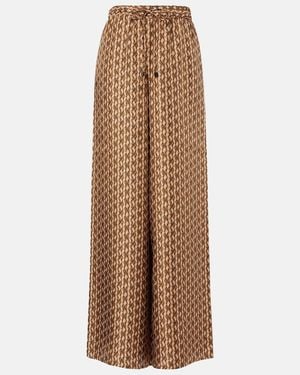 Max Mara Clarino Printed Silk Twill Palazzo Pants - Brown