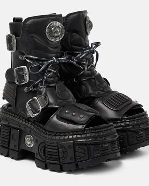 Vetements Botas De Piel Con Plataforma - Negro