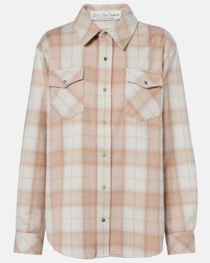 God's True Cashmere Champagne Tartan Cashmere Shirt With Emerald - Natural