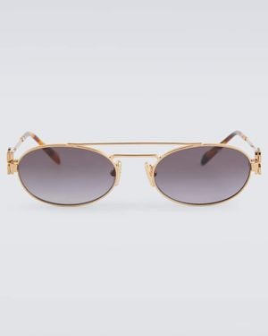Miu Miu Logo Oval Sunglasses - Brown