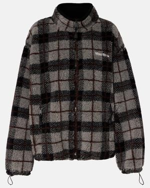 Miu Miu Checked Teddy Jacket - Black