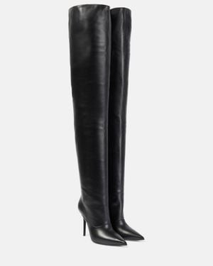 David Koma Leather Over-The-Knee Boots - Black