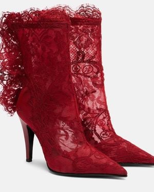 McQueen Heron Lace Ankle Boots - Red