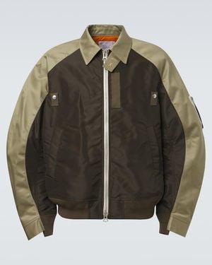 Sacai Cotton Chino And Twill Blouson Jacket - Green