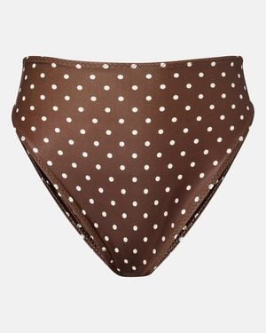 SAME Polka-Dot High-Rise Bikini Bottoms - Brown