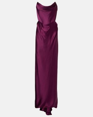 Vivienne Westwood Galaxy Draped Crepe Satin Bustier Gown - Purple