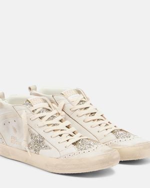 Golden Goose Mid Star Embellished Suede High-Top Trainers - Natural